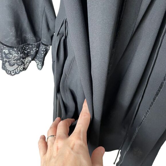 Oscar de‎ La Renta Pink Label Lace Embroidered Robe Chemise Set Sz S/M black - Picture 9 of 12